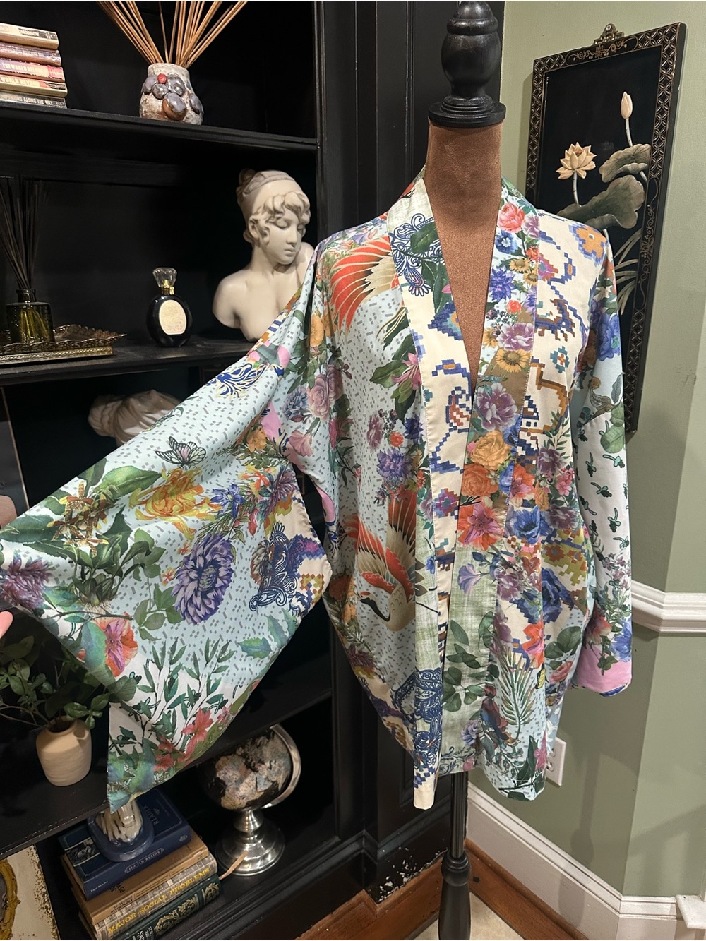 World Market Floral Patchwork Kimono Cardigan One Size